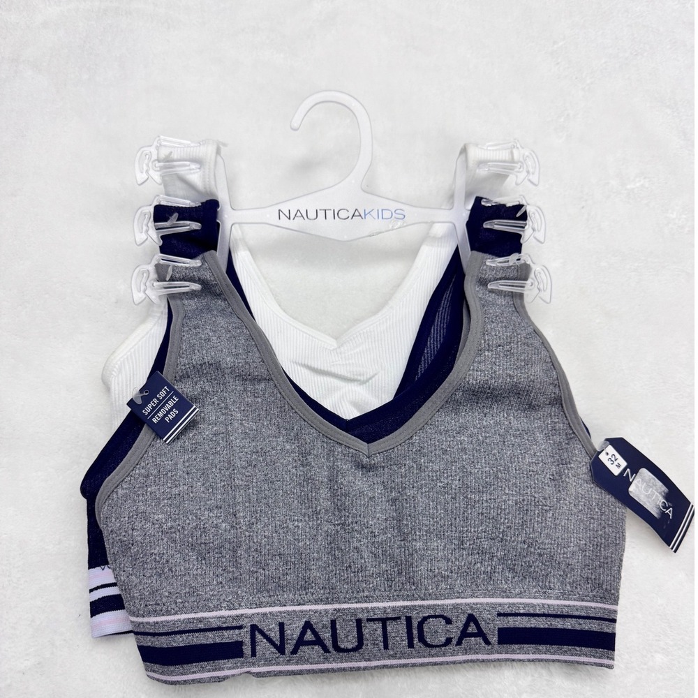 Nautica Bralette 3-Pack Women 32/M Multicolor Seamless Ribbed Removable Pads